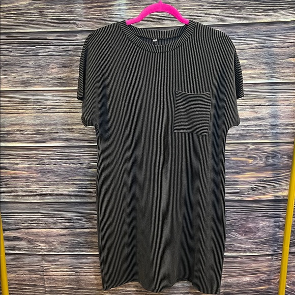 Dresses & Skirts - Black and Gray Striped T-Shirt Dress